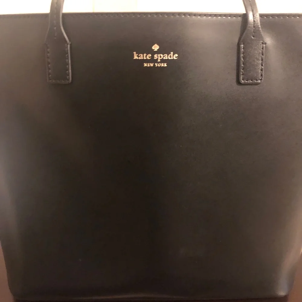 Kate Spade New York Black Leather Medium Tote Bag Shoulder Work Purse
